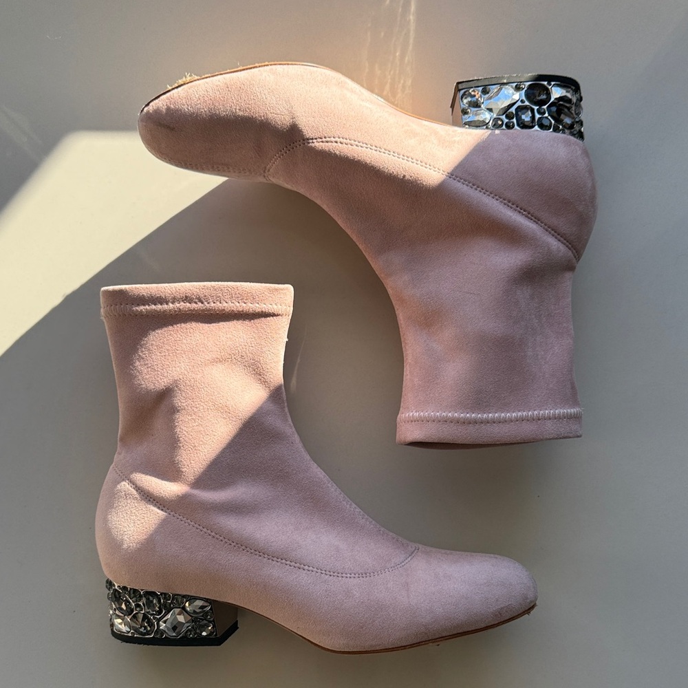 Jimmy Choo Blush Heeled Boots with Metallic Detail crystal
